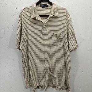 Vtg Polo by Ralph‎ Lauren Mens XXL Shirt Textured Striped Short Sleeve Polo